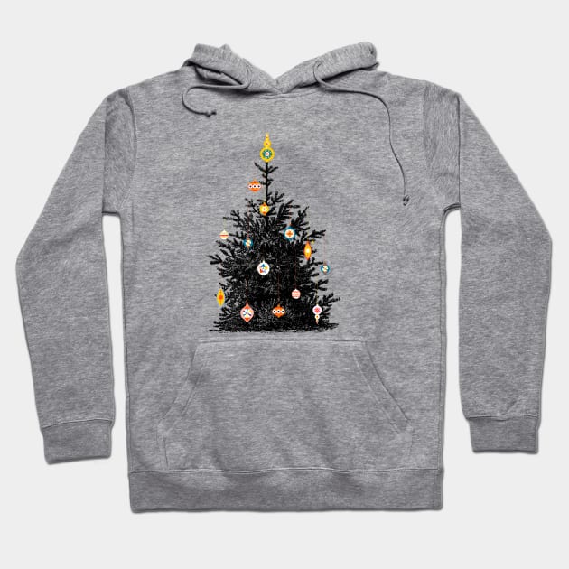 Christmas tree and retro ornaments Hoodie by showmemars